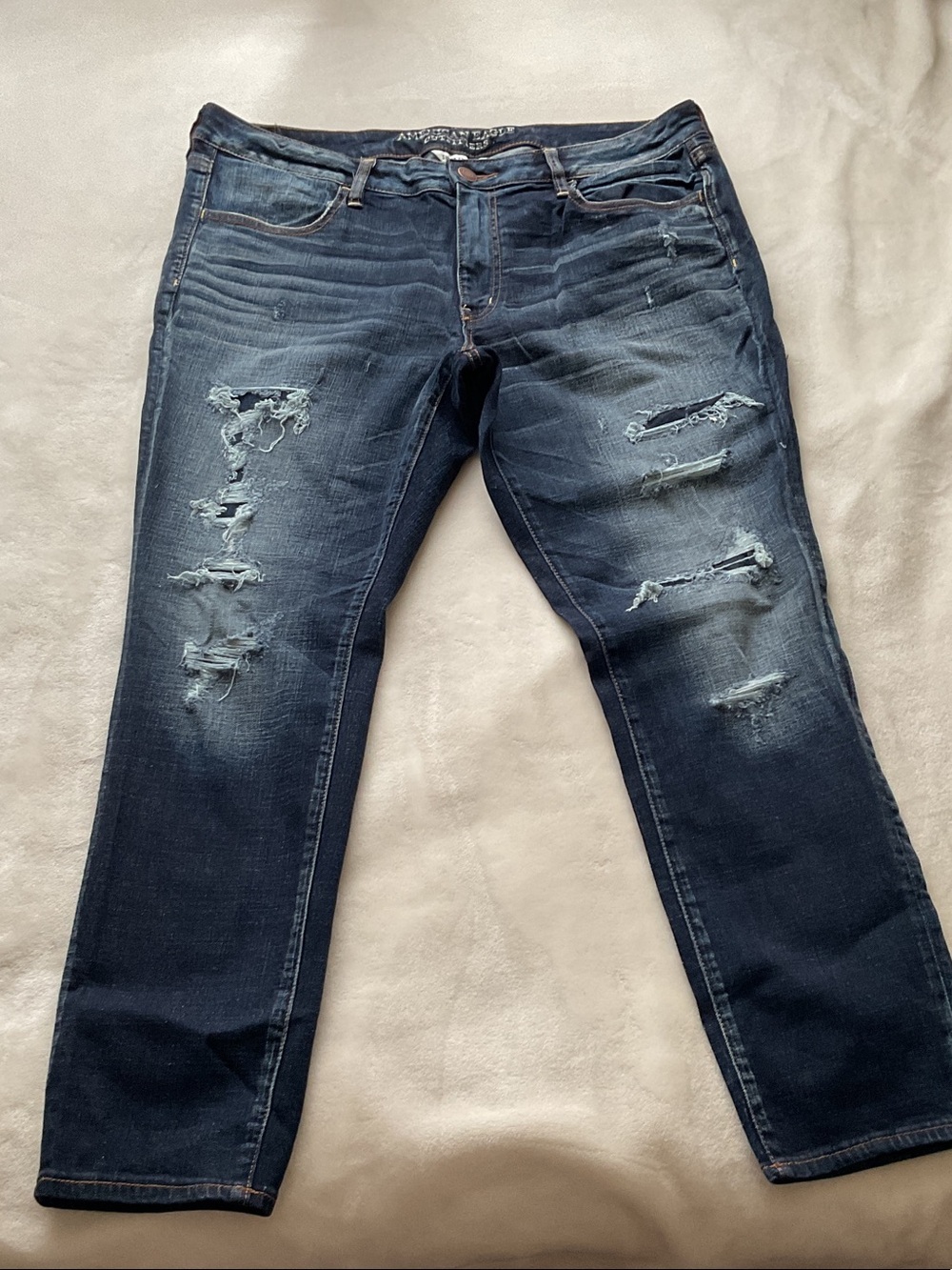 American Eagle Outfitters Dark Blue Distressed Skinny Jeans